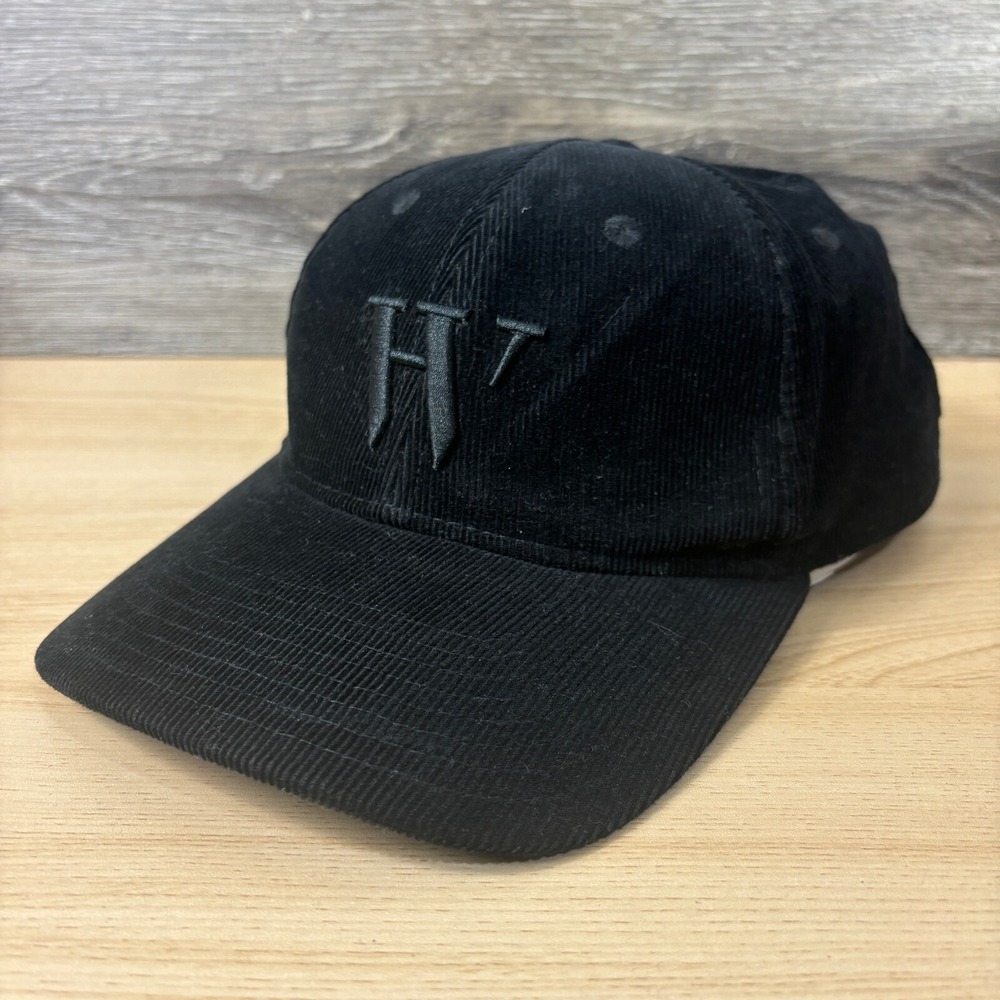 Houston White Hat Snap‎ Back Womens Black Corduroy Baseball Cap Adjustable